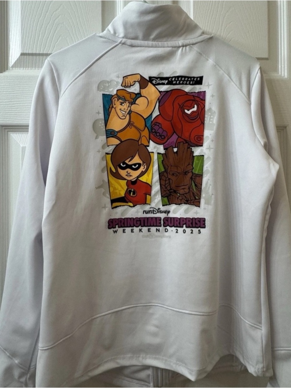 Springtime Suprise 2025 Disney White Full-Zip Utility Jacket with Character Logo